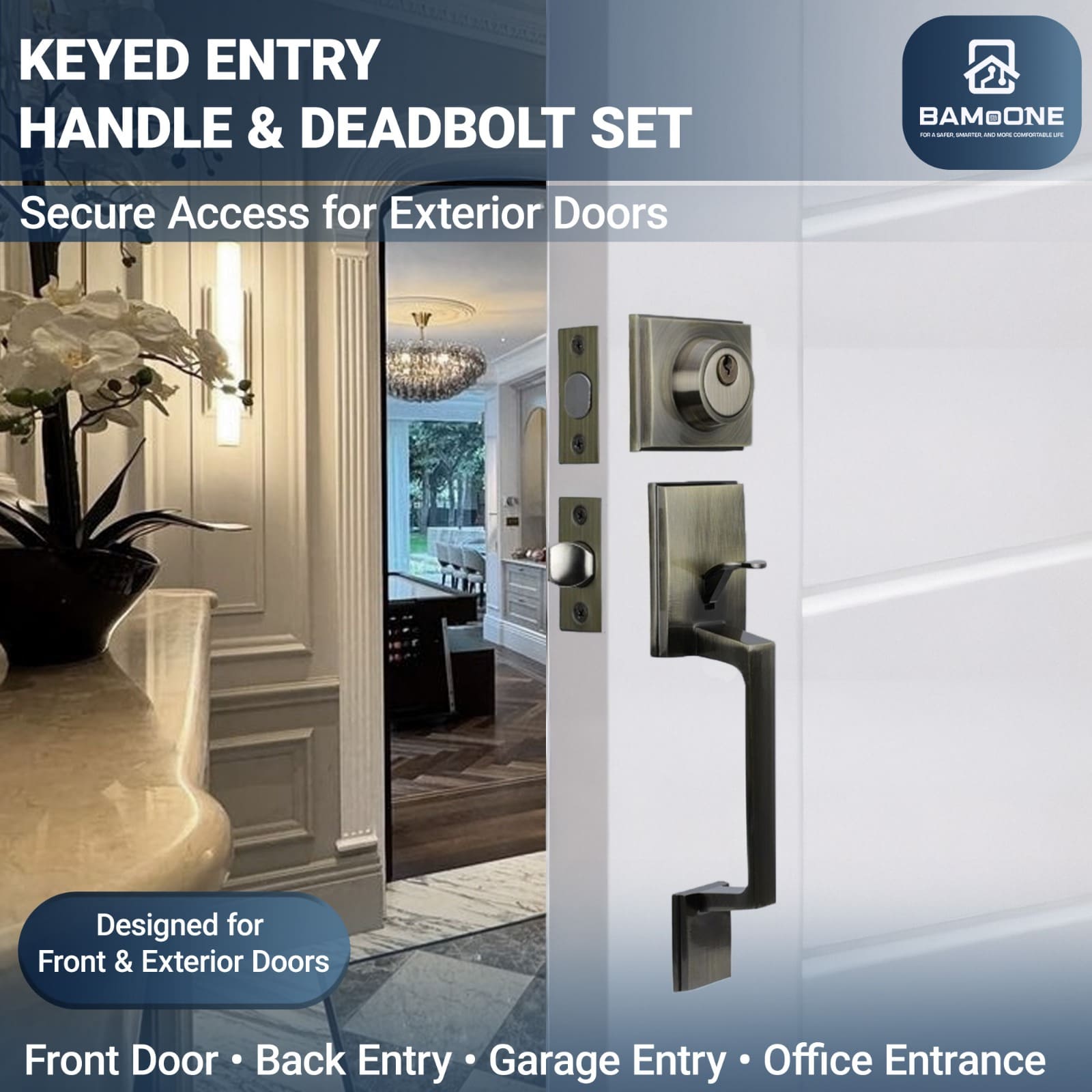 Açarla Kilidlənən Qapı Tutacağı və Deadbolt Dəsti